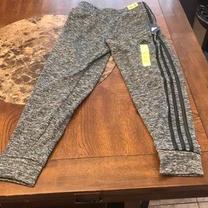 Boys Adidas black/grey sweatpants w/ black stripes